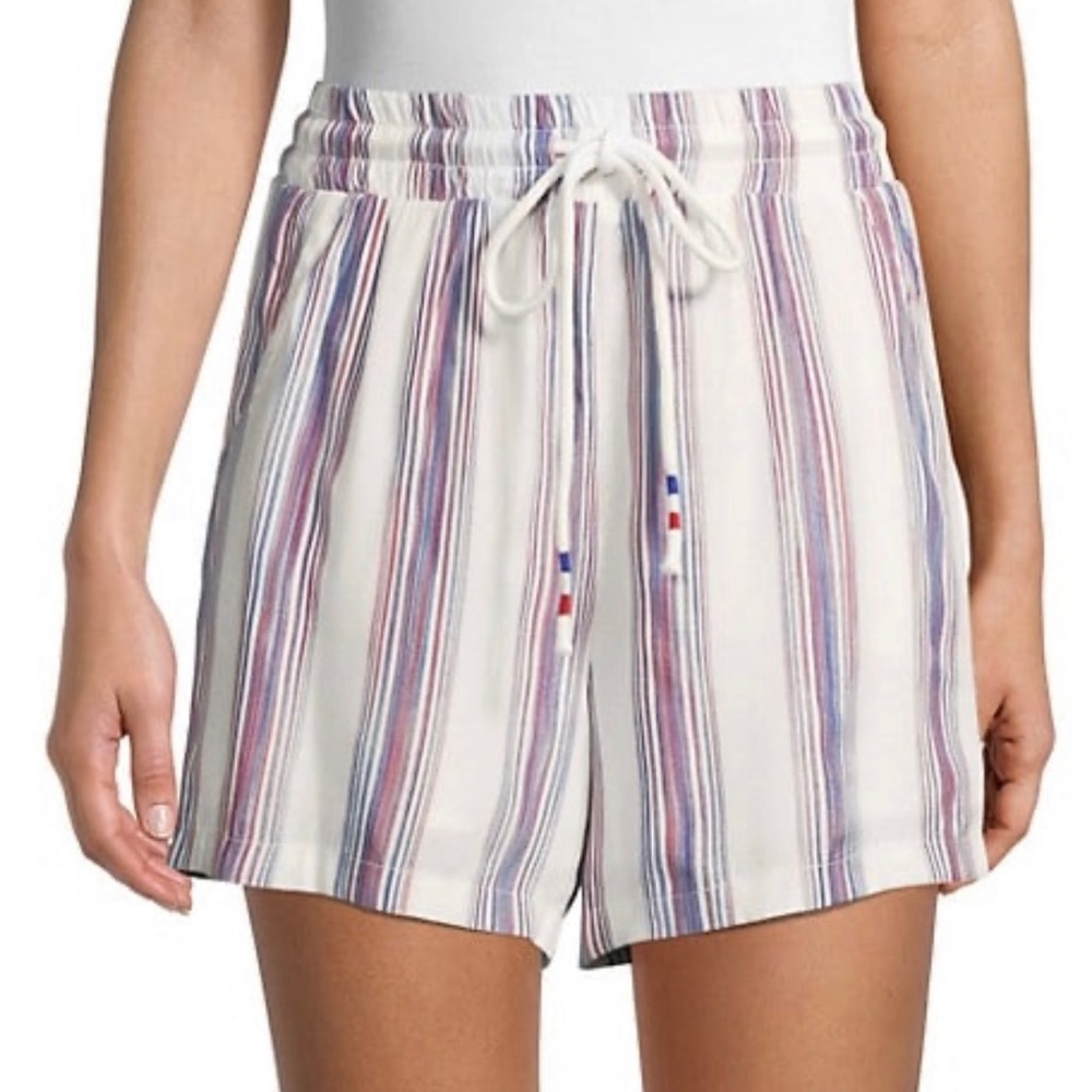 Lea & Viola Striped Drawstring Shorts SZ L NWT